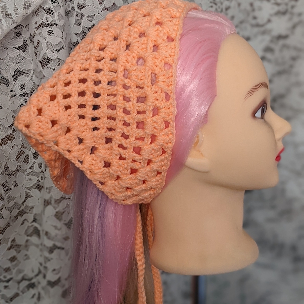 Womens Bandana Hat Handmade Crochet